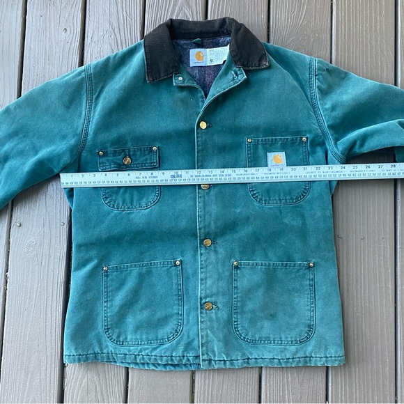 Vtg 90s Carhartt CB1043 Detroit Jacket Chore Coat Blanket Lined Distressed M - Picture 7 of 16